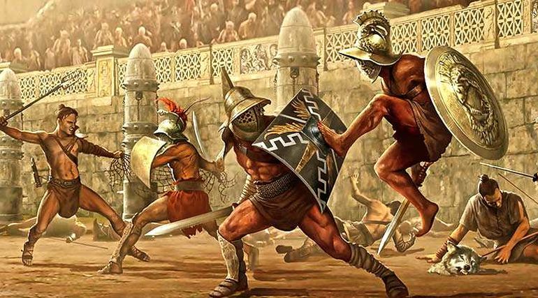 What did gladiators fight in?